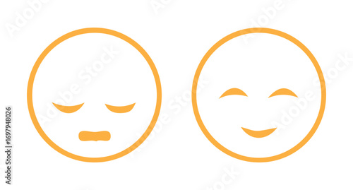 Emoji faces icon. colorful flat style. Include smile, happy, sad, angry, and surprised expressions color, simple line smiley face vector illustration eps 10