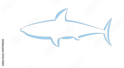 Outline of a shark swimming in calm waters, showcasing its sleek body and distinctive fins for marine enthusiasts