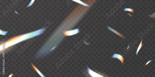 Light effect and zigzag ribbon falling from above on beam, swirl vector.