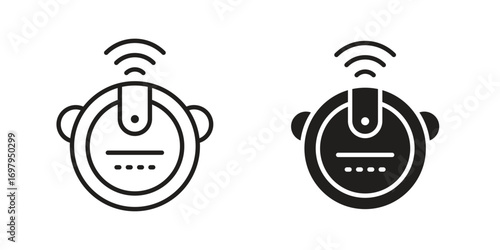 Robot vacuum cleaner icon symbol for logo, web, app designs.