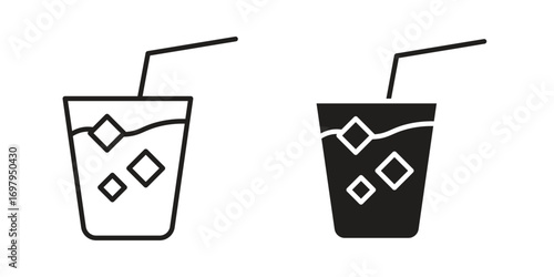 Refreshing cold drink icon symbol for logo, web, app designs.