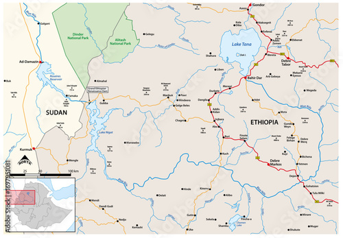Grand Ethiopian Renaissance Dam map, Ethiopia