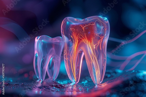 Futuristic background of endodontic dental treatment