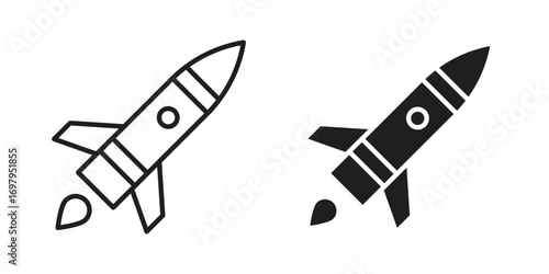 Missile icon symbol for logo, web, app designs.