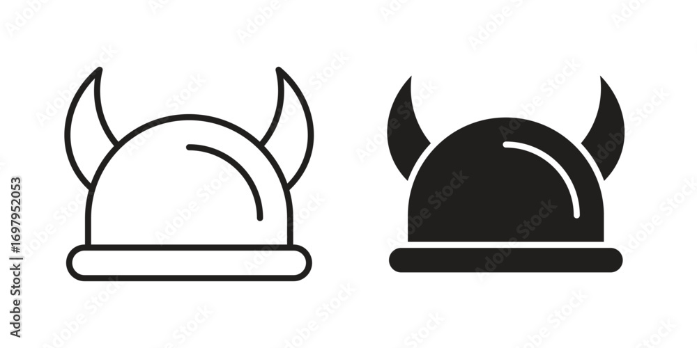 Naklejka premium Medieval Helmet with Horns icon symbol for logo, web, app designs.