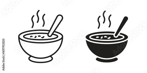 Japanese soup bowl icon symbol for logo, web, app designs.