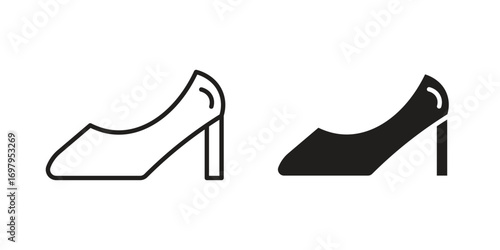 High heel shoes icon symbol for logo, web, app designs.