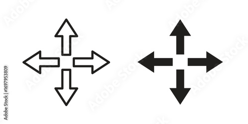 Four directions icon symbol for logo, web, app designs.