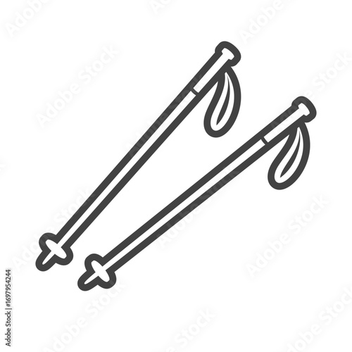 Hiking poles outline icon transparent vector isolated