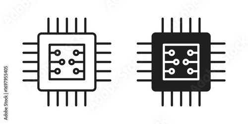 Computer microchip icon symbol for logo, web, app designs.