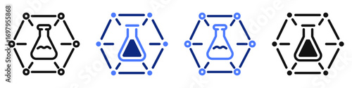 Vector icon or logo of laboratory flask related to chemistry and biology science, education and medicine. Symbol for website or app UI, logo design, illustration