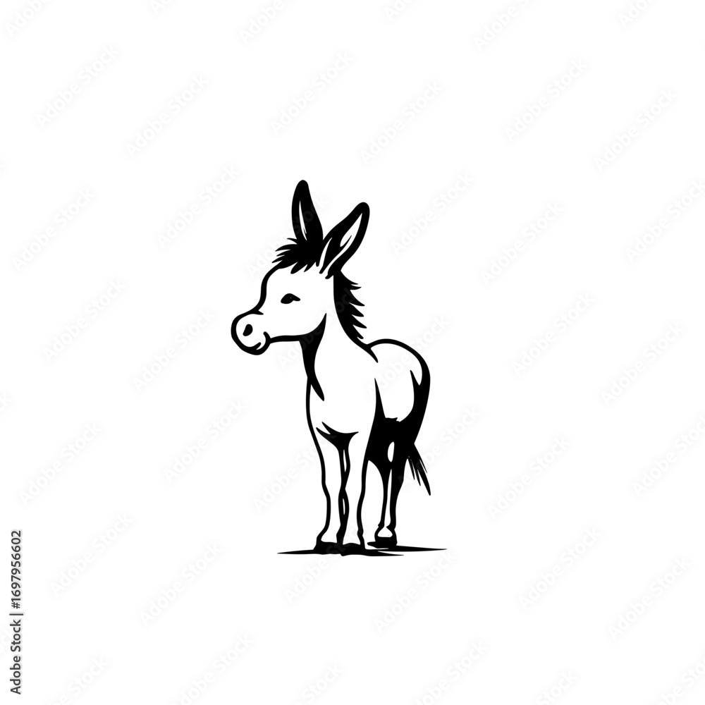 Fototapeta premium mule. mule simple black and white line art vector logo