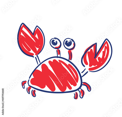 Hand Drawn crab ink simple illustration Vector Illustration