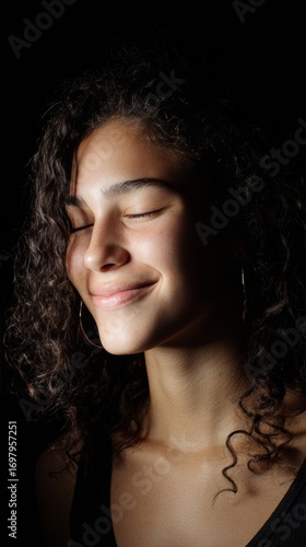 A serene Latina woman basks in moonlit bliss, celebrating Dia de los Muertos with whispers of ancestral dreams