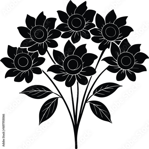 Elegant Black Flower Bouquet Silhouette