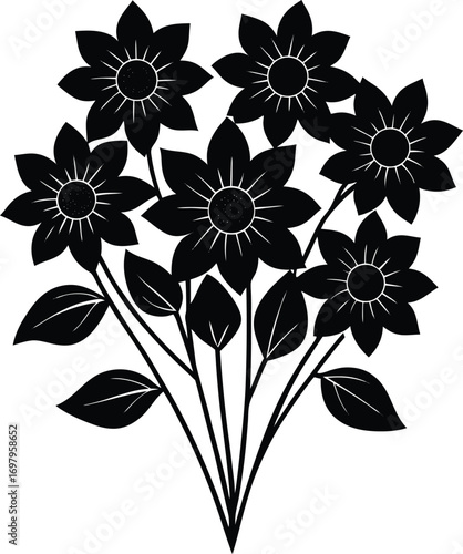 Elegant Black Rose Bouquet Silhouette