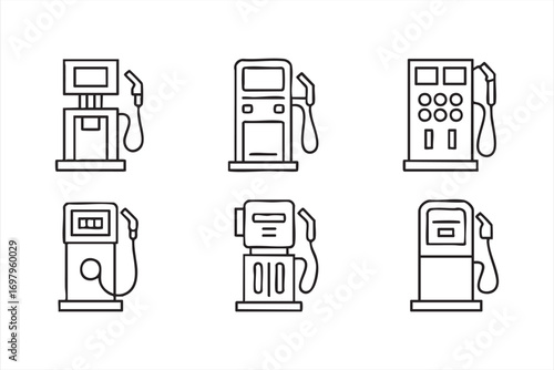 Modern Petrol Pump Icon Collection for Fuel and Service Station Projects