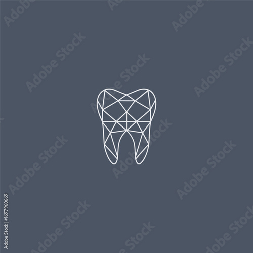 Geometric tooth abstract minimalist dental logo design.