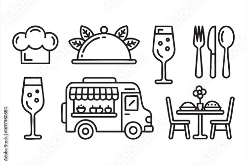 Restaurant and Catering Icons Collection for Menu and Branding