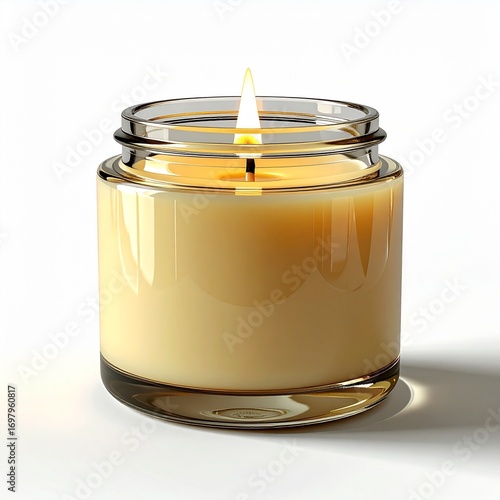 Lit candle in a glass jar, symbolizing warmth, relaxation, and cozy autumn evenings. Perfect for fall decor, home comfort, and seasonal lifestyle themes.