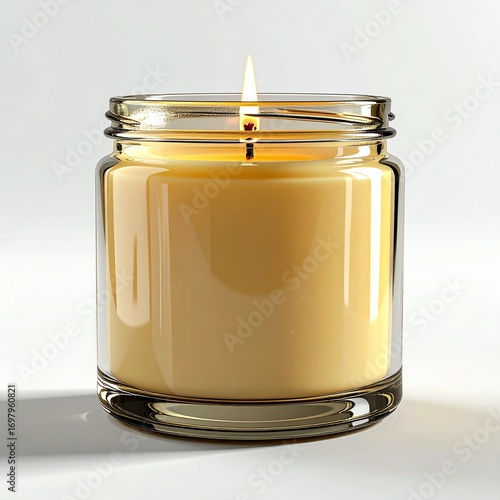Lit candle in a glass jar, symbolizing warmth, relaxation, and cozy autumn evenings. Perfect for fall decor, home comfort, and seasonal lifestyle themes.