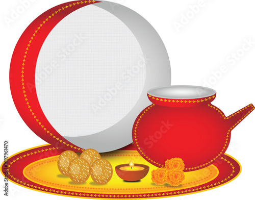Beautiful Karwa Chauth Thali Stock Vector Illustration (Royalty Free)