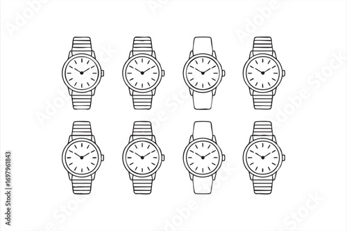 Minimal Wristwatch Symbols for Fashion and Accessory Graphics