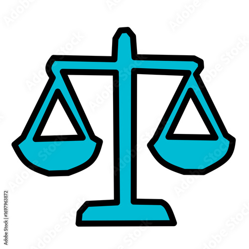 Scales of Justice Blue Icon - Balance and Law Symbol