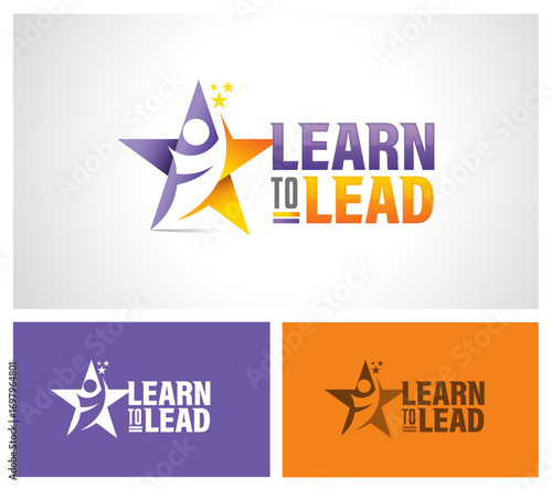 Leader Leadcareer logo design illustration. Silhouette of a person carrying star hope dream chief leader boss manager supervisor professional job company business. Abstract minimal simple icon symbol.