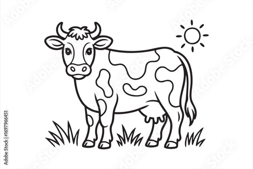 Black and White Cow Icon for Rural and Agricultural Design Projects