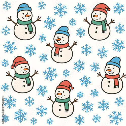 christmas background with snowman
