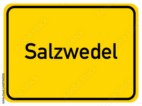 Illustration of a city entrance sign for the city of Salzwedel