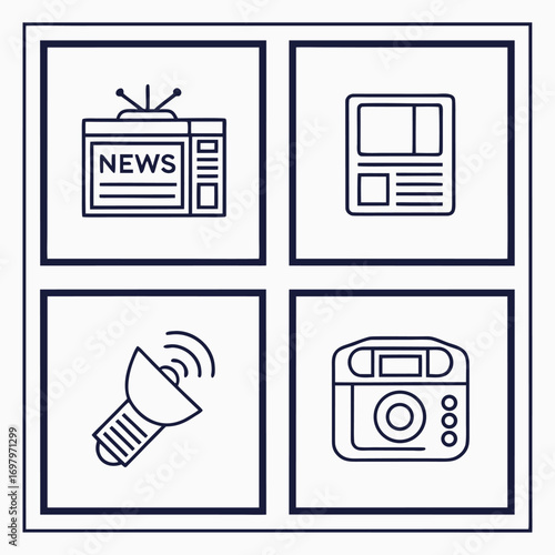 News Media Icons Television Newspaper Satellite Camera