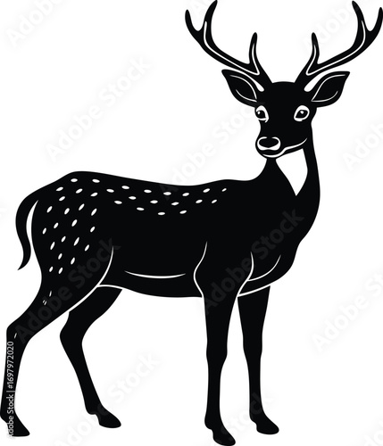 Deer In The Air Vector Silhouette Art Icon