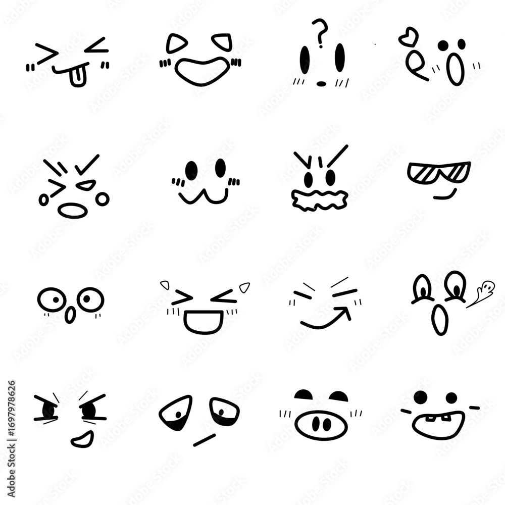Fototapeta premium Icon set that represents happiness, anger, sadness, etc.
