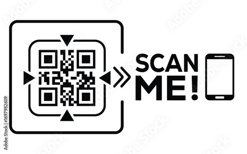 QR code scan icon set. Scan me frame. QR code scan for smartphone. QR code for mobile app, payment and identification. Vector illustration.