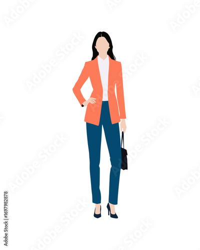 Flat vector people and illustration, woman with formal executive outfit