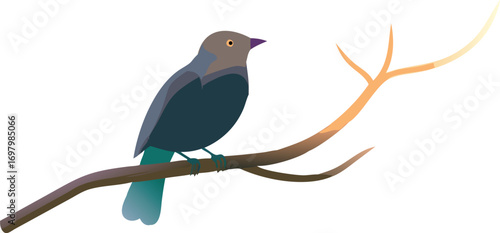 A bird sitting on a branch, blending with the foliage, illustrating a serene moment in nature.