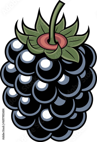 Foto A Simple Stylized Illustration of a Ripe Blackberry Fruit Showing its Distinctiv