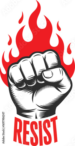 Resist Fist Symbol Vector, Power, Protest, and Revolution Illustration.