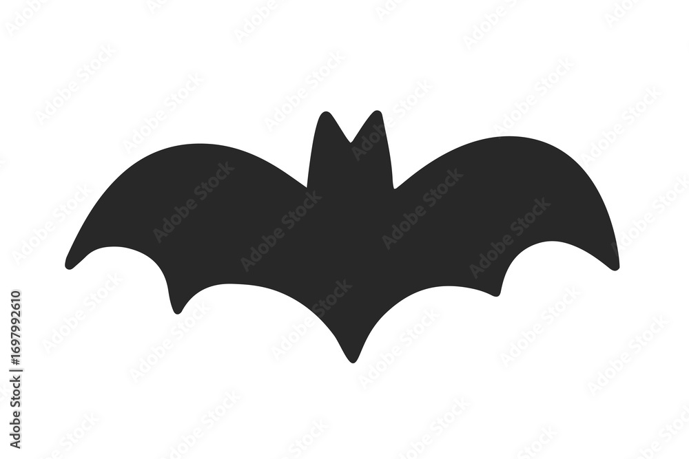 Fototapeta premium Halloween bat silhouette, hand drawn doodle icon