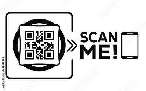 QR code scan icon set. Scan me frame. QR code scan for smartphone. QR code for mobile app, payment and identification. Vector illustration.