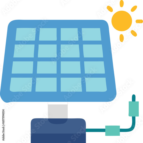 A solar panel with an attached plug, demonstrating its functionality for energy connection.