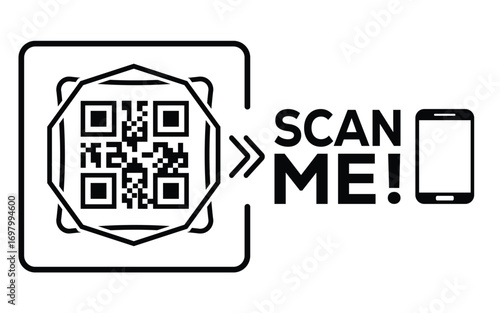 QR code scan icon set. Scan me frame. QR code scan for smartphone. QR code for mobile app, payment and identification. Vector illustration.