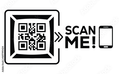 QR code scan icon set. Scan me frame. QR code scan for smartphone. QR code for mobile app, payment and identification. Vector illustration.