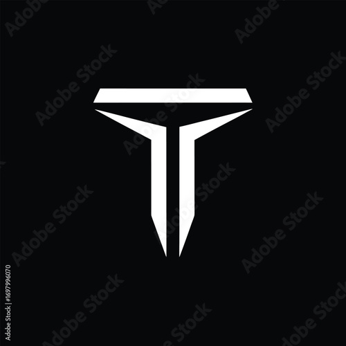 The letter "T" logo displayed prominently on a solid black background.
