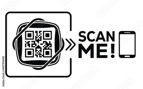 QR code scan icon set. Scan me frame. QR code scan for smartphone. QR code for mobile app, payment and identification. Vector illustration.