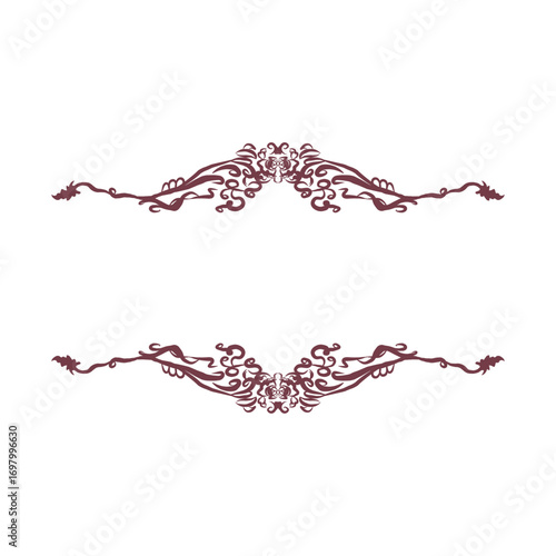 Elegant vintage floral dividers with ornate swirls and curves, perfect for invitations, certificates, books, or digital designs. Classic decorative borders that add charm and sophistication to layouts