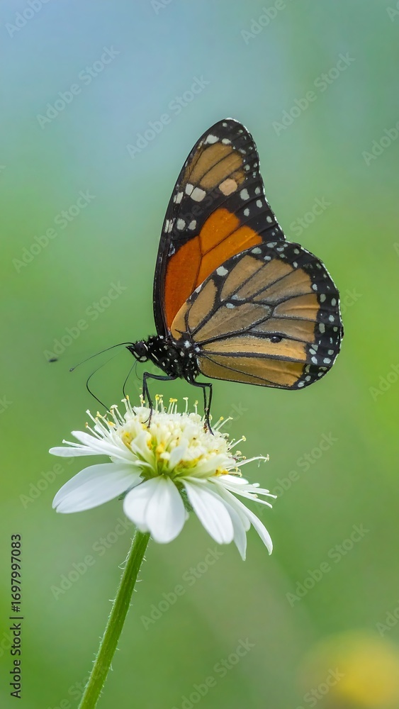 Fototapeta premium Monarch butterfly on white flower