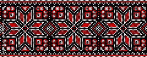 Vector illustration of Ukrainian ornament in ethnic and floral style, identity, vyshyvanka, embroidery for print clothes, websites, banners, backgrounds, traditional folk design with plant motifs
